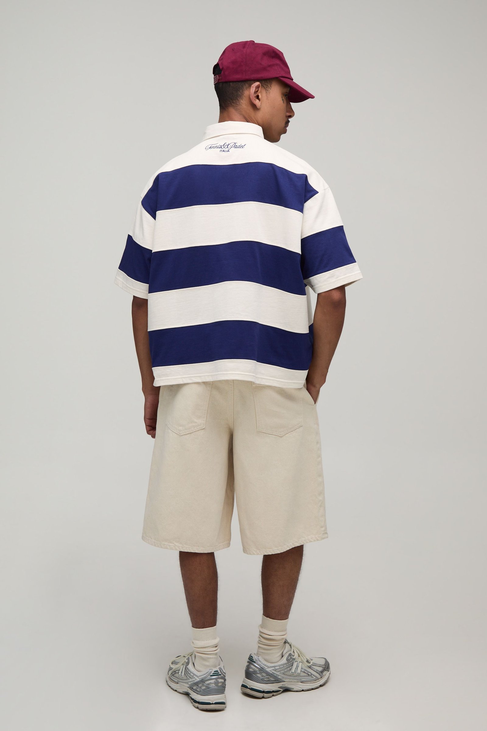 Polo rugby rayé oversize à broderie Italia