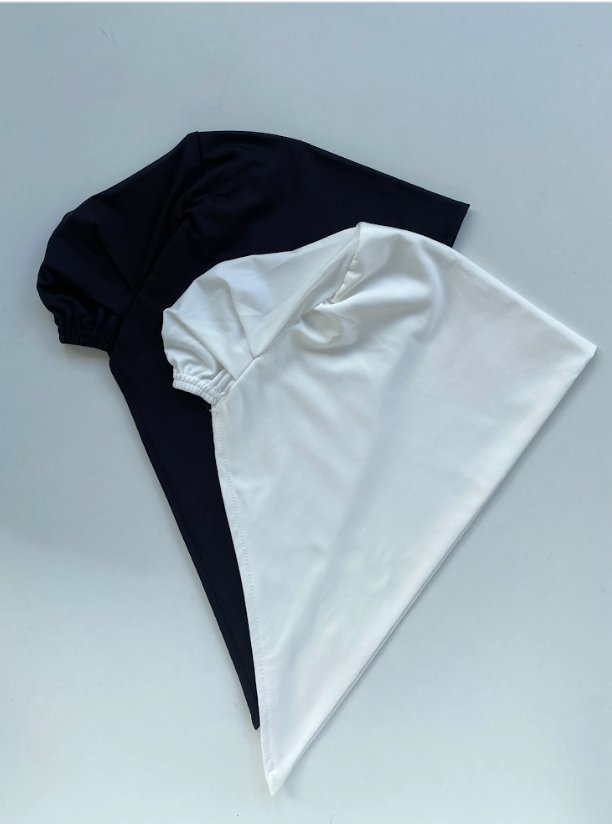 Tie-back jersey underscarf bonnet - White