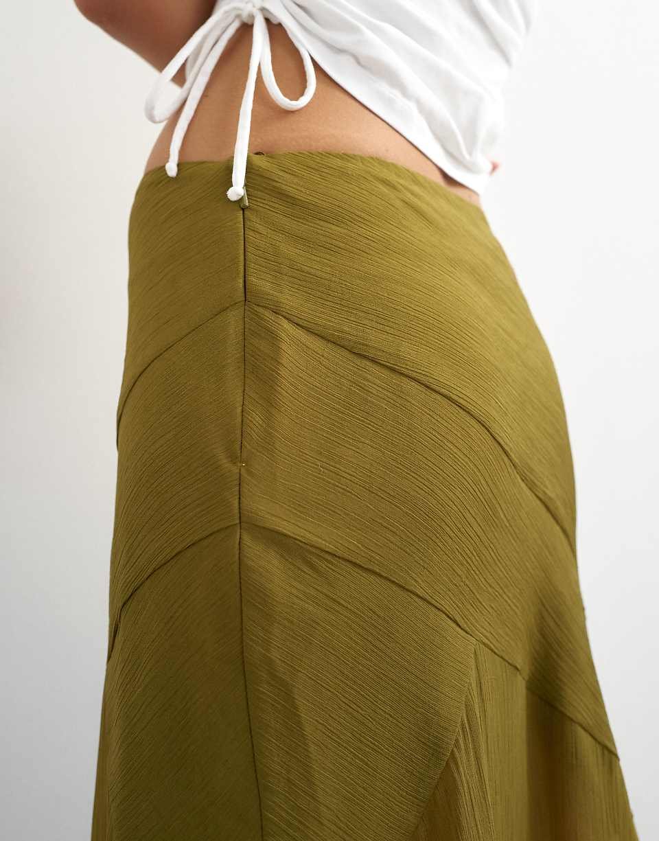 Asymmetric sheer panelled maxi skirt