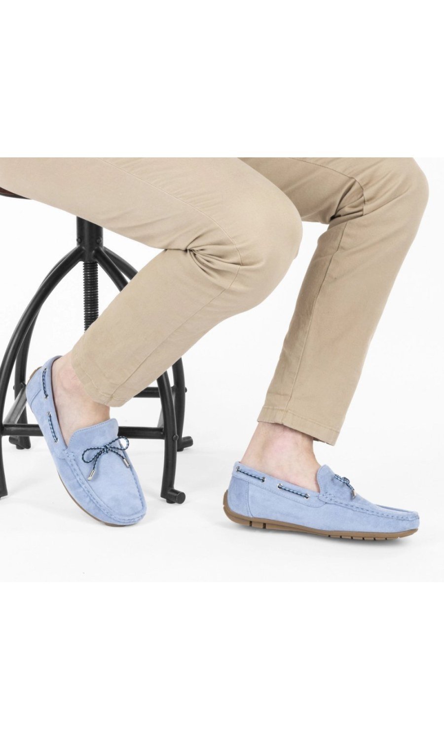 Mocassins à cordon tressé bleu ciel