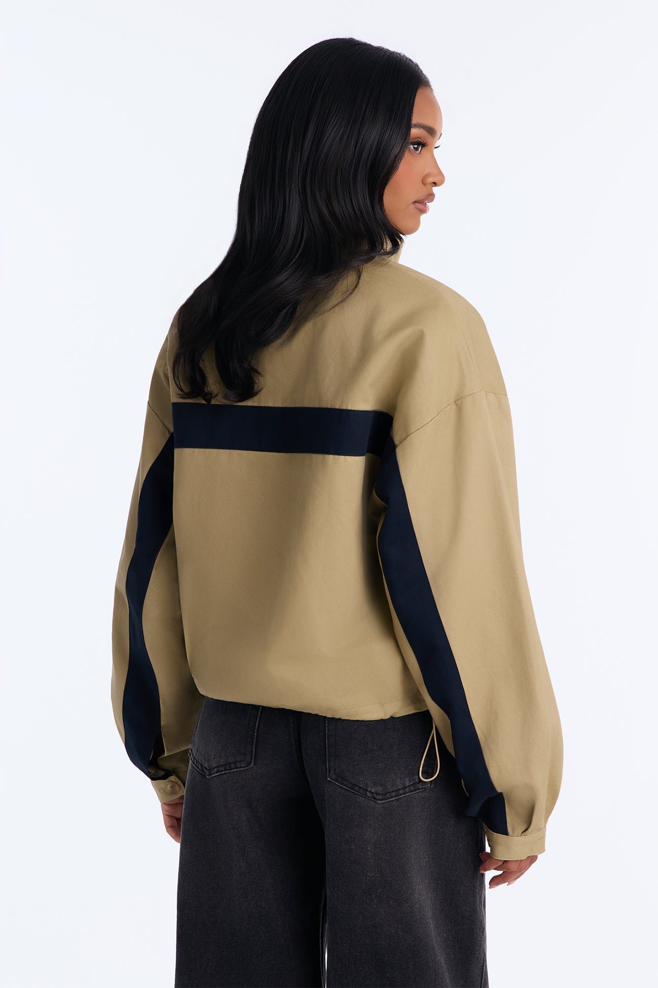 Veste zippée en sergé à col montant