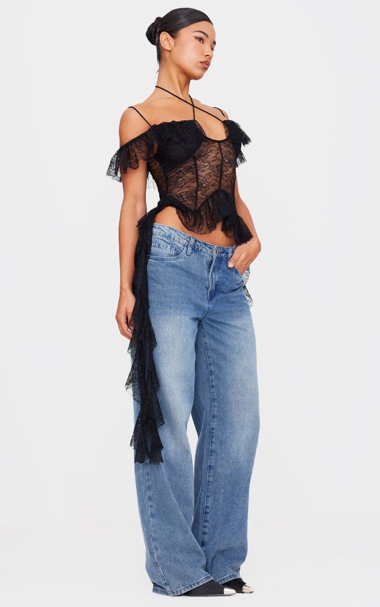 Haut twil f dentelle b volants w col licou