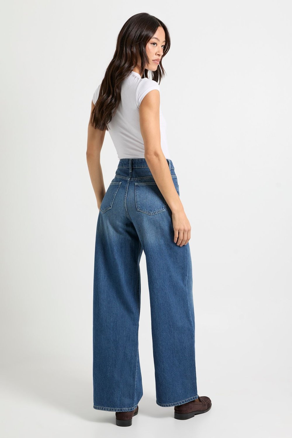 Jean boyfriend taille mi-haute bleu vintage - Tall