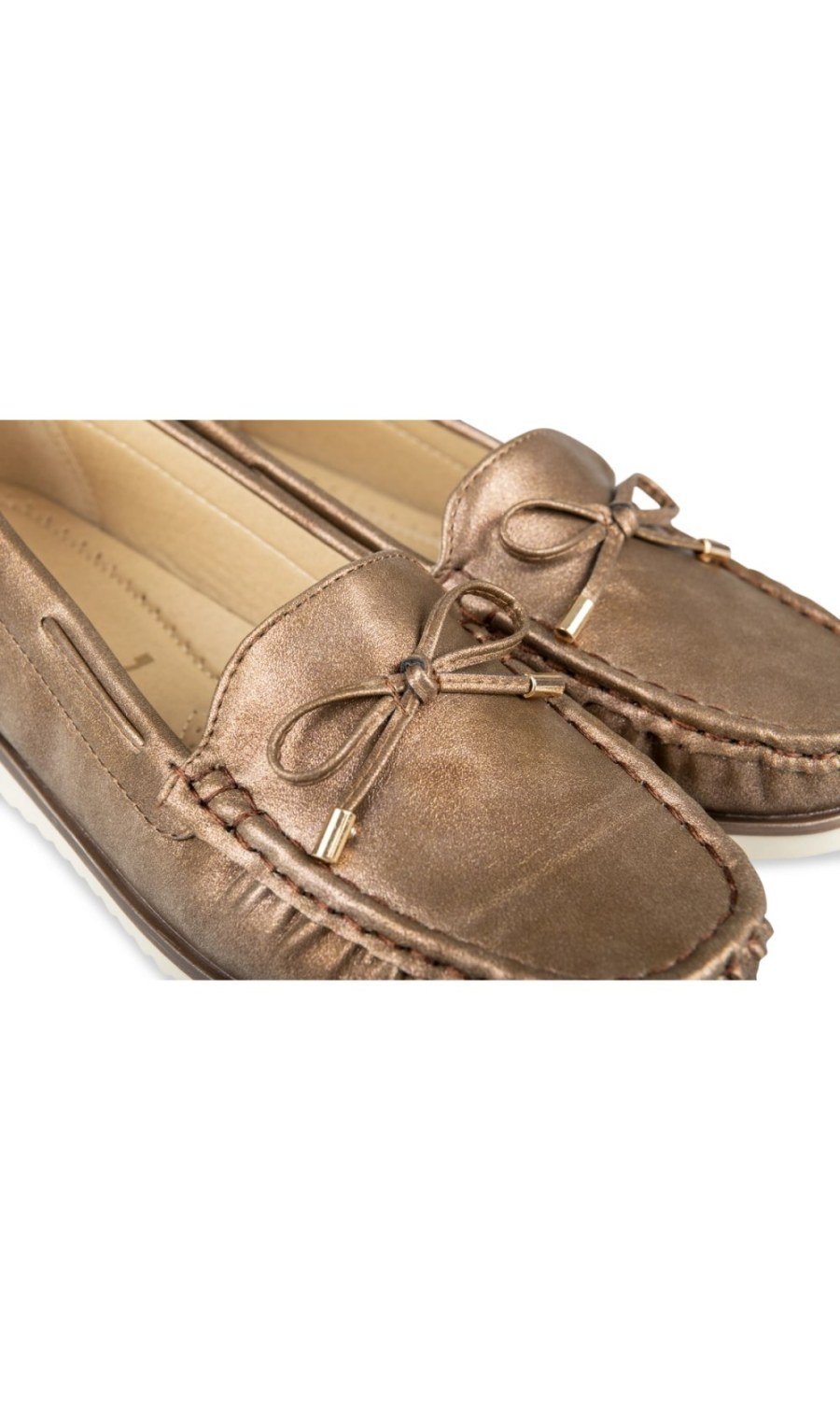 Mocassins métallisés à nœud bronze