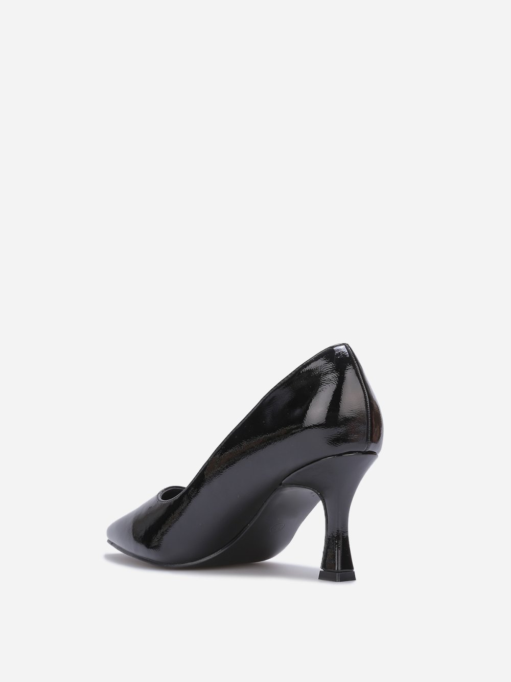 Escarpins vernis pointus à talon bobine noirs