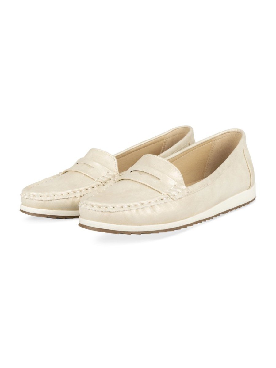 Mocassins nacrés à bride dorés