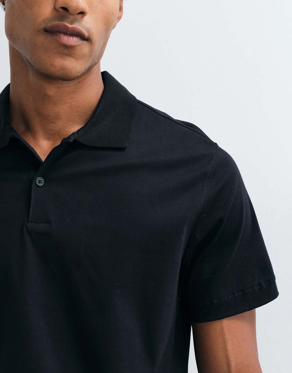 Short-sleeve button polo shirt in black