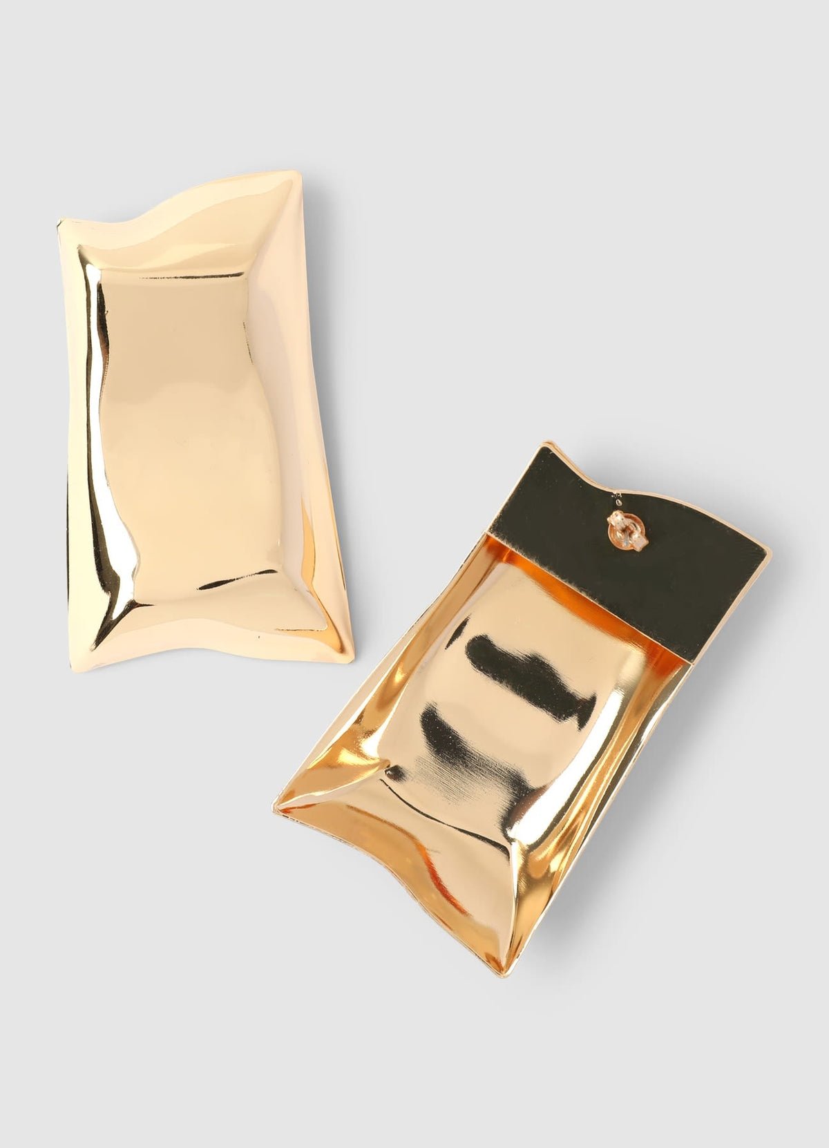 Large mirror-effect rectangular earrings
