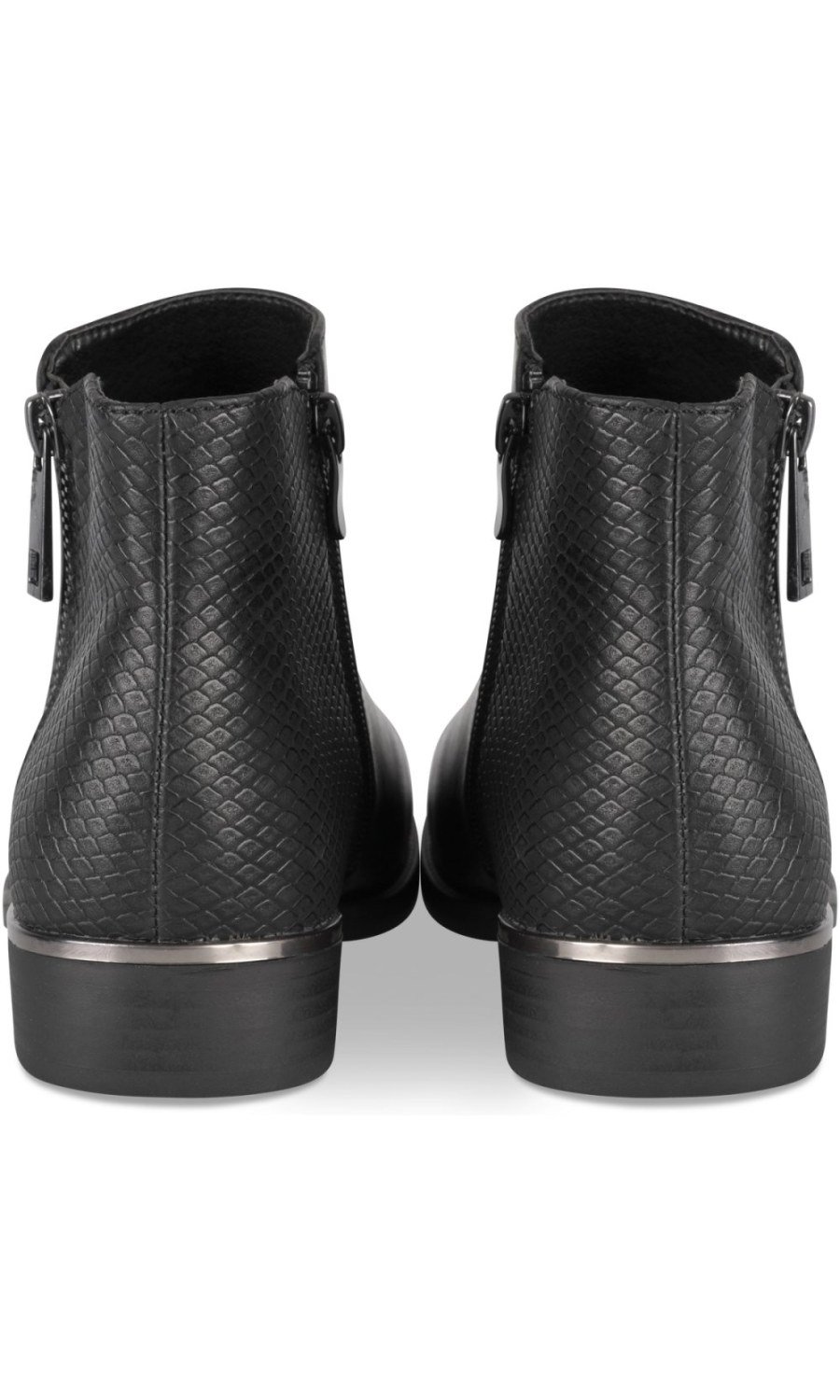 Bottines zip apparent effet serpent noires