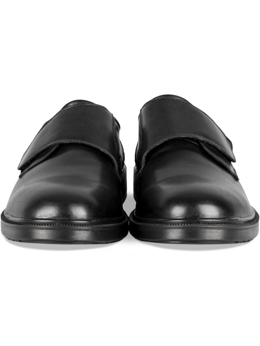 Black smooth hook-and-loop shoes