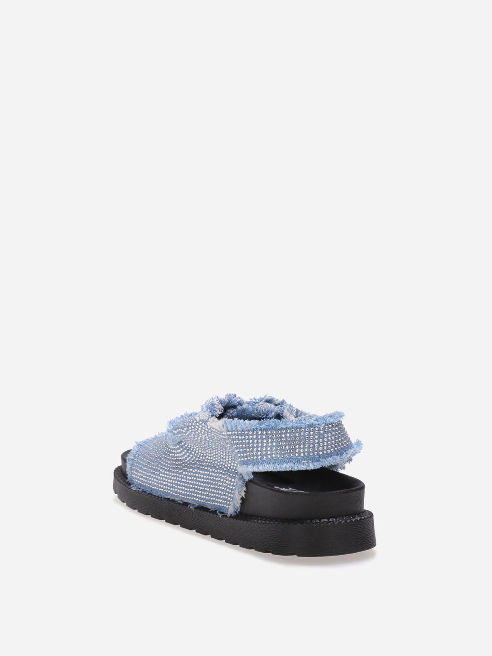 Sandala plateforme f denim b strass bleu denim