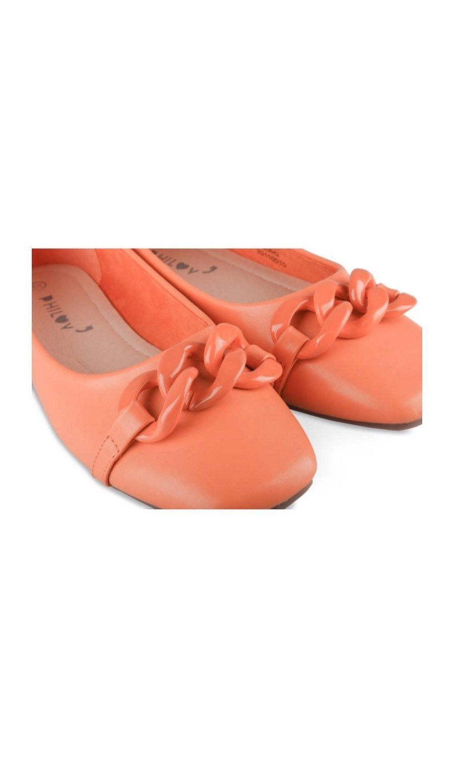 Ballerines à chaîne ton sur ton orange