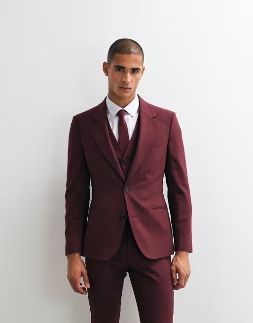 Blazer de costume ajusté - Bordeaux
