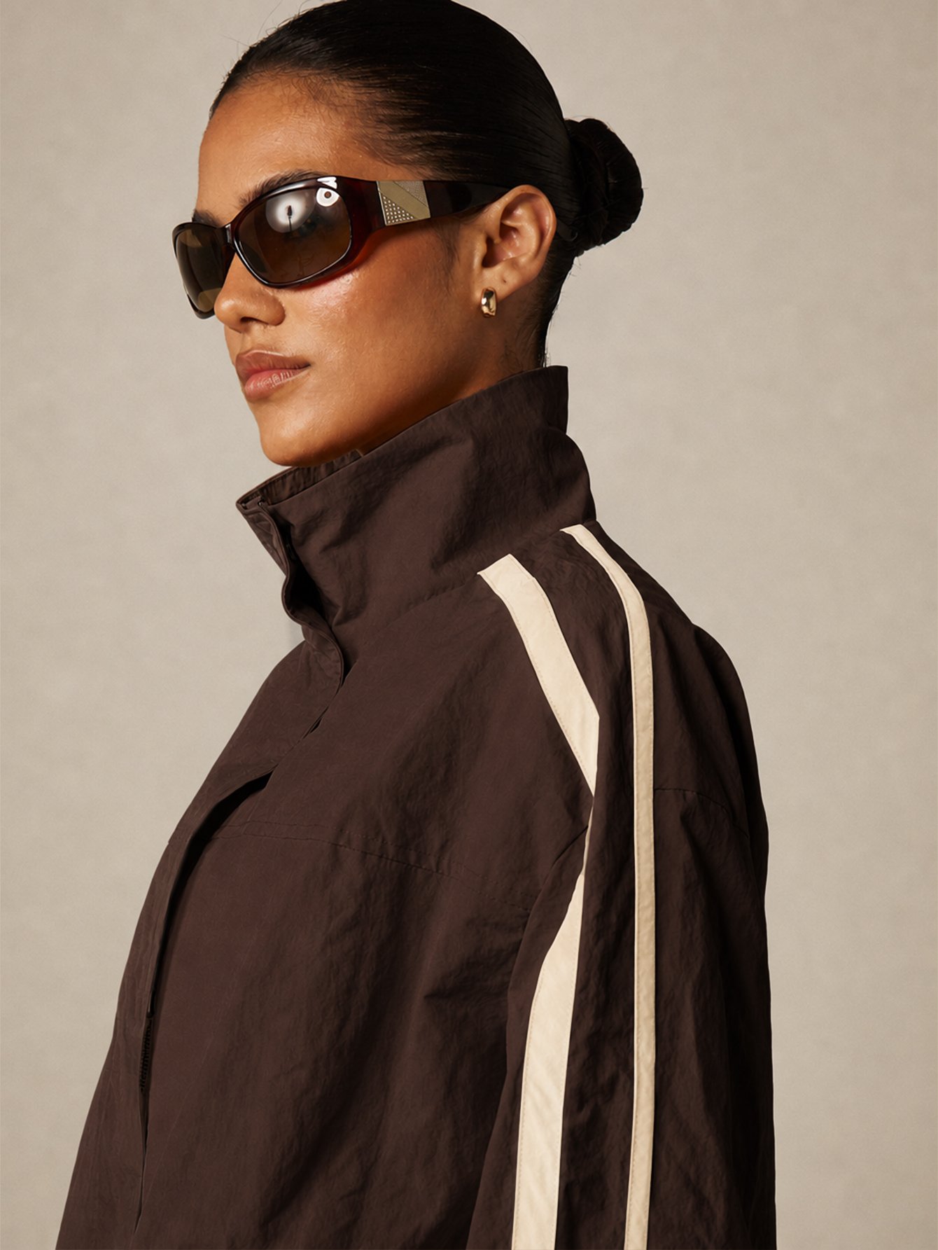 Oversized track jacket with contrast stripes