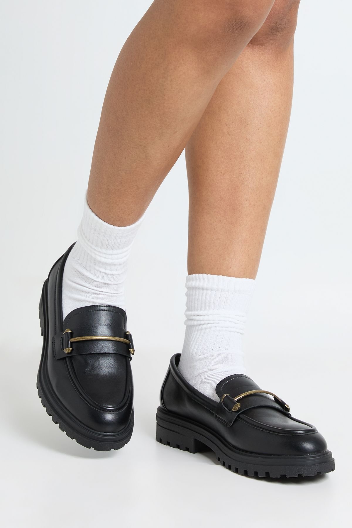 Mocassins b barre w semelle crantée - Pied large