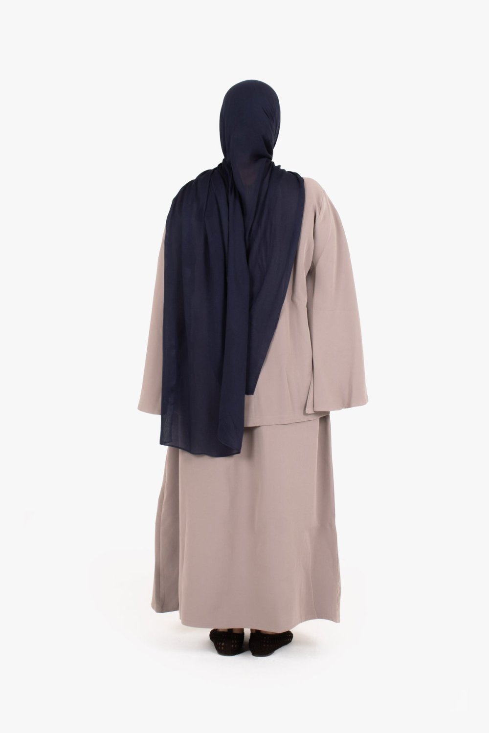 Jupe longue en crêpe à taille élastiquée - Gris taupe