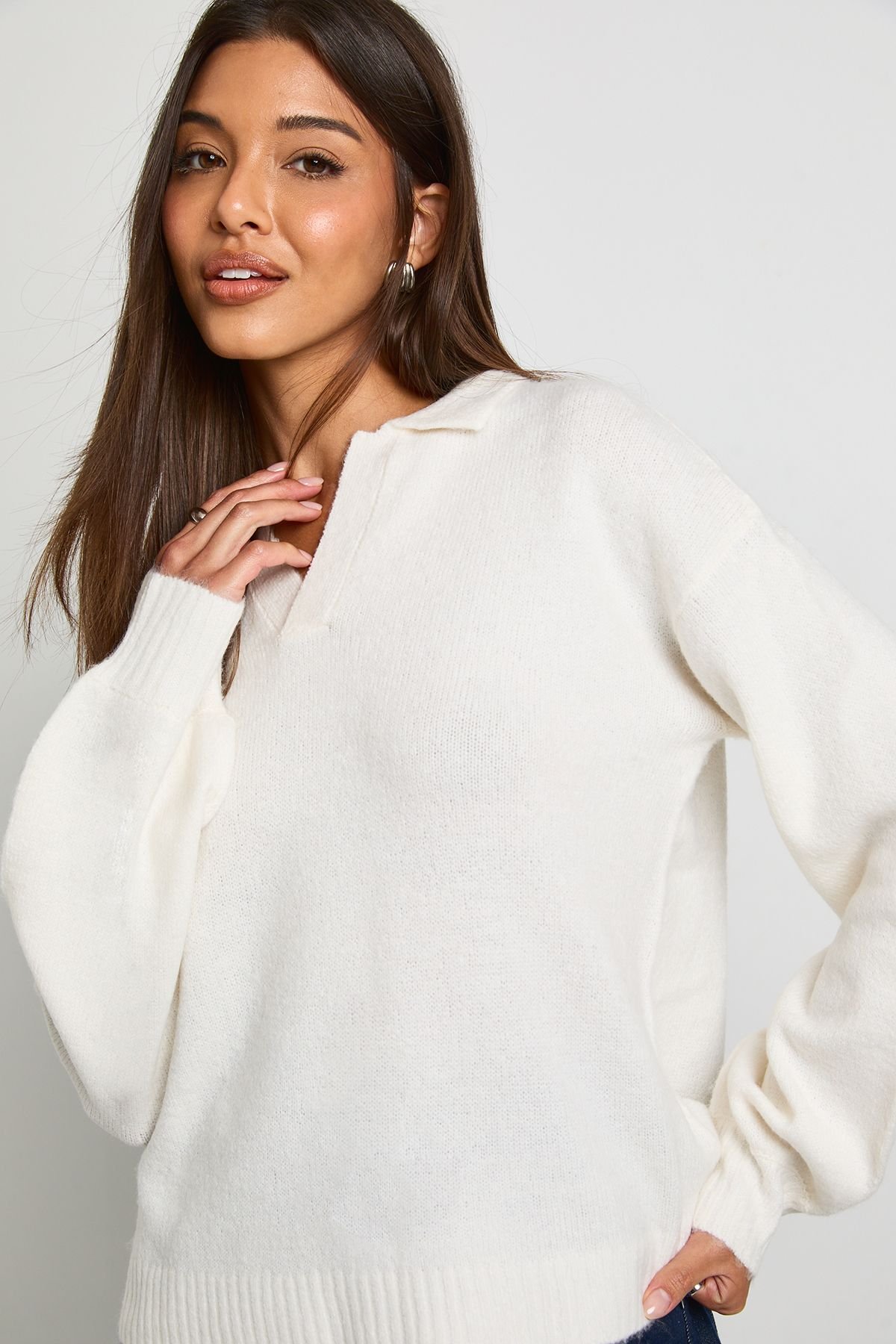 Pull en maille à col en V ultra-doux