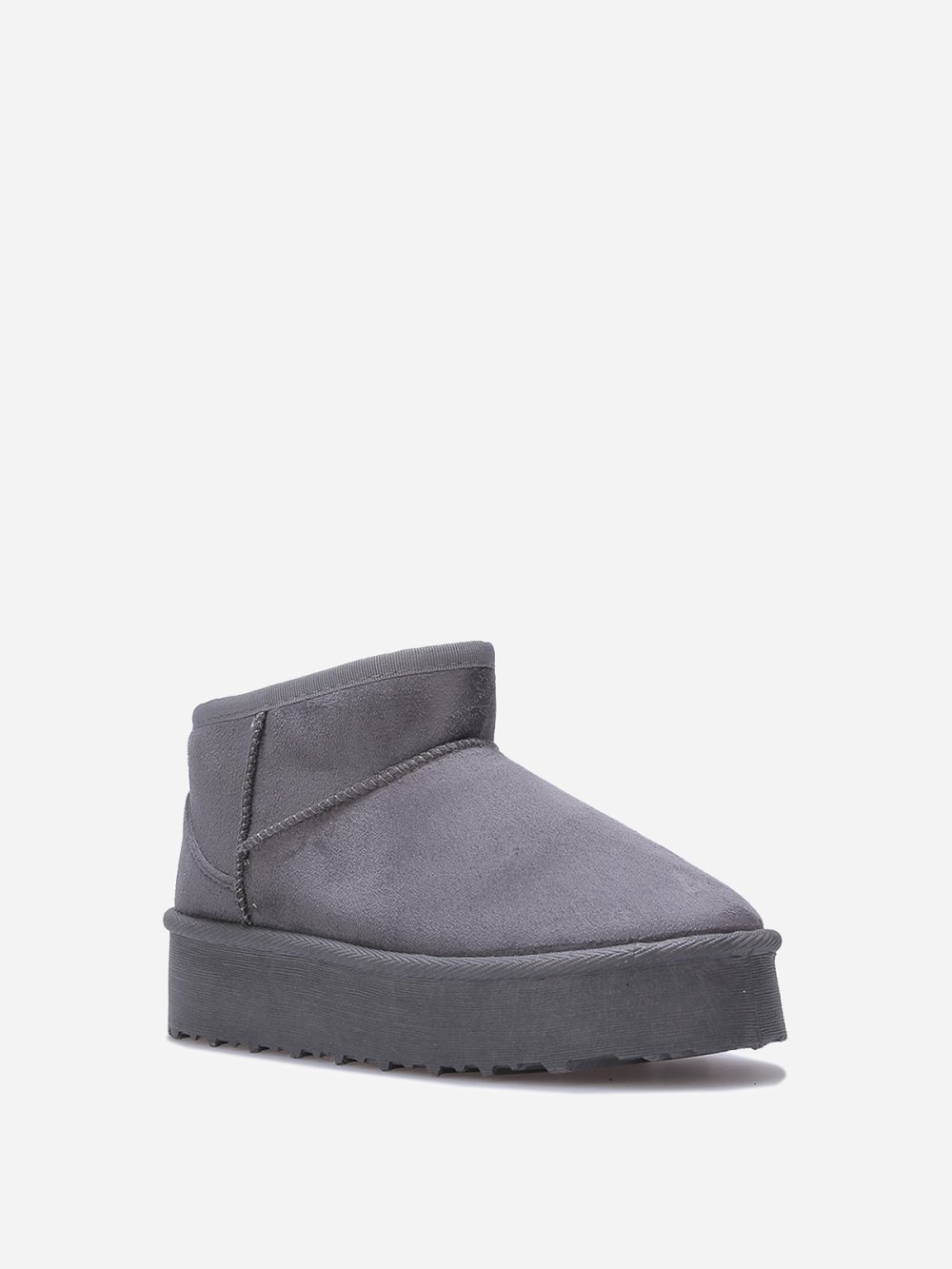 Grey lined platform ankle boots