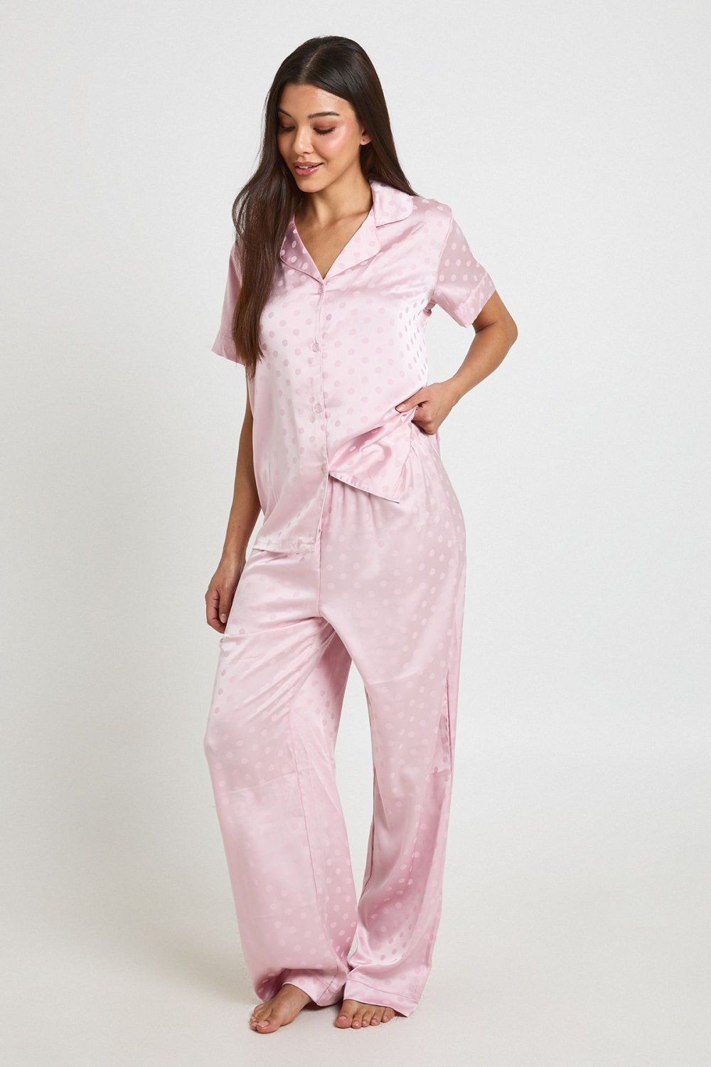 Pyjama chemise w short f satin jacquard mnqqet