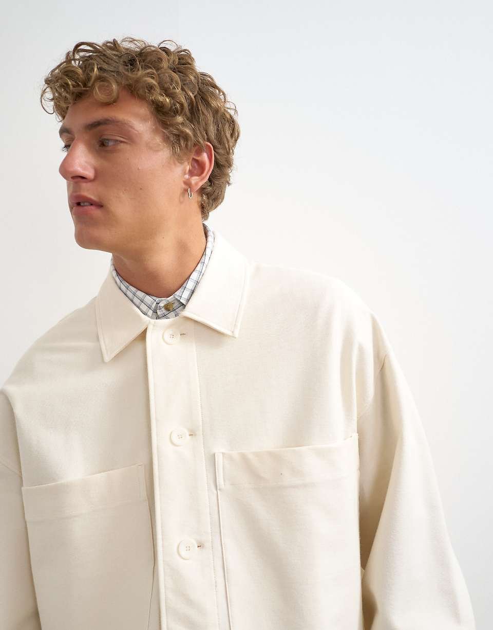 Surchemise jersey sergé oversize écru