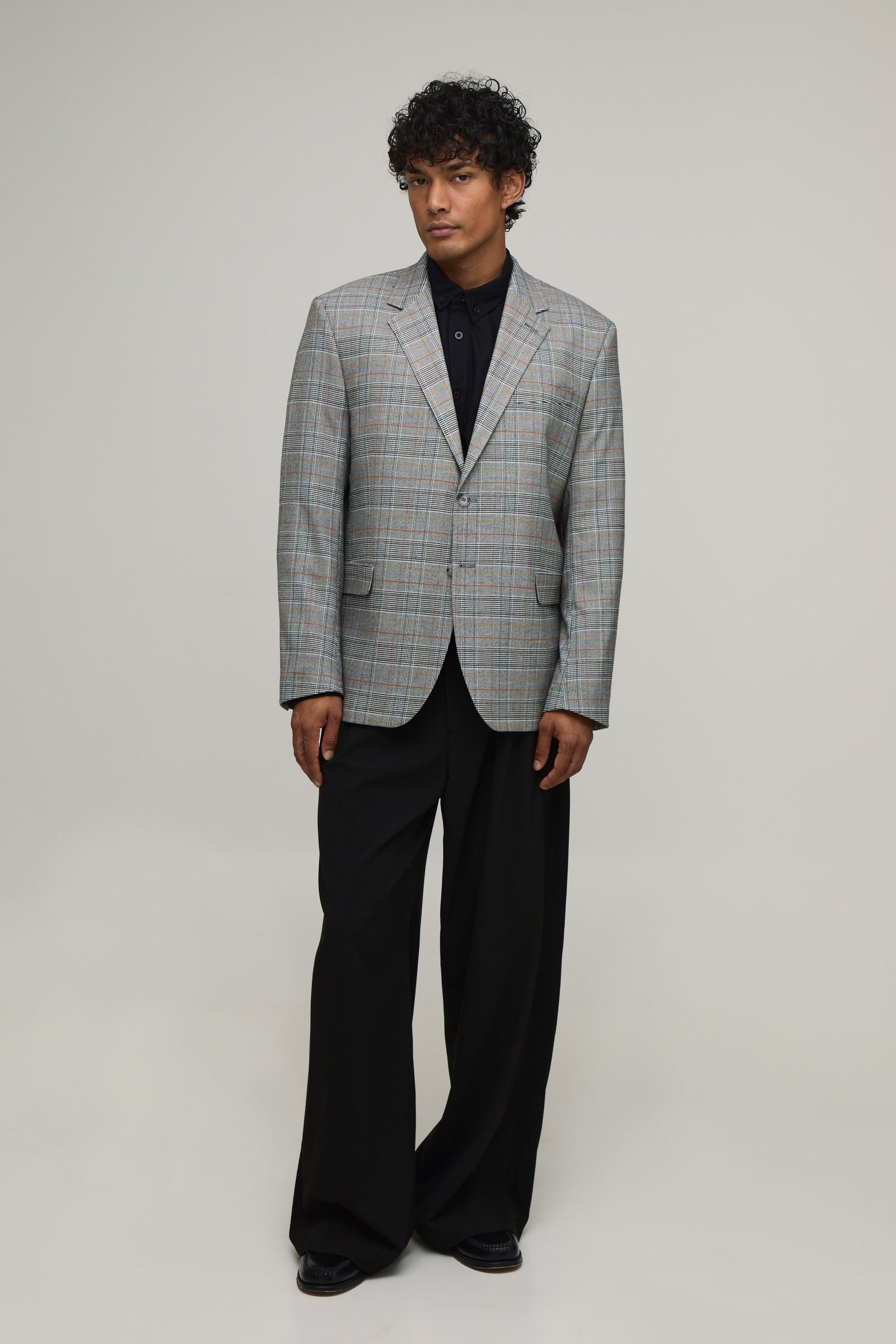 Veste De Costume Oversize Décontractée À Carreaux