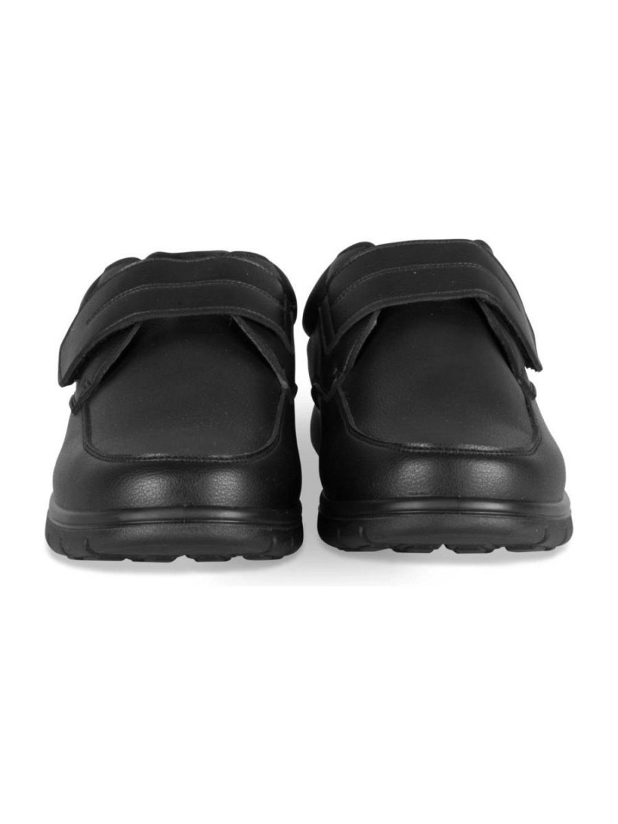 Black hook-and-loop dress shoes