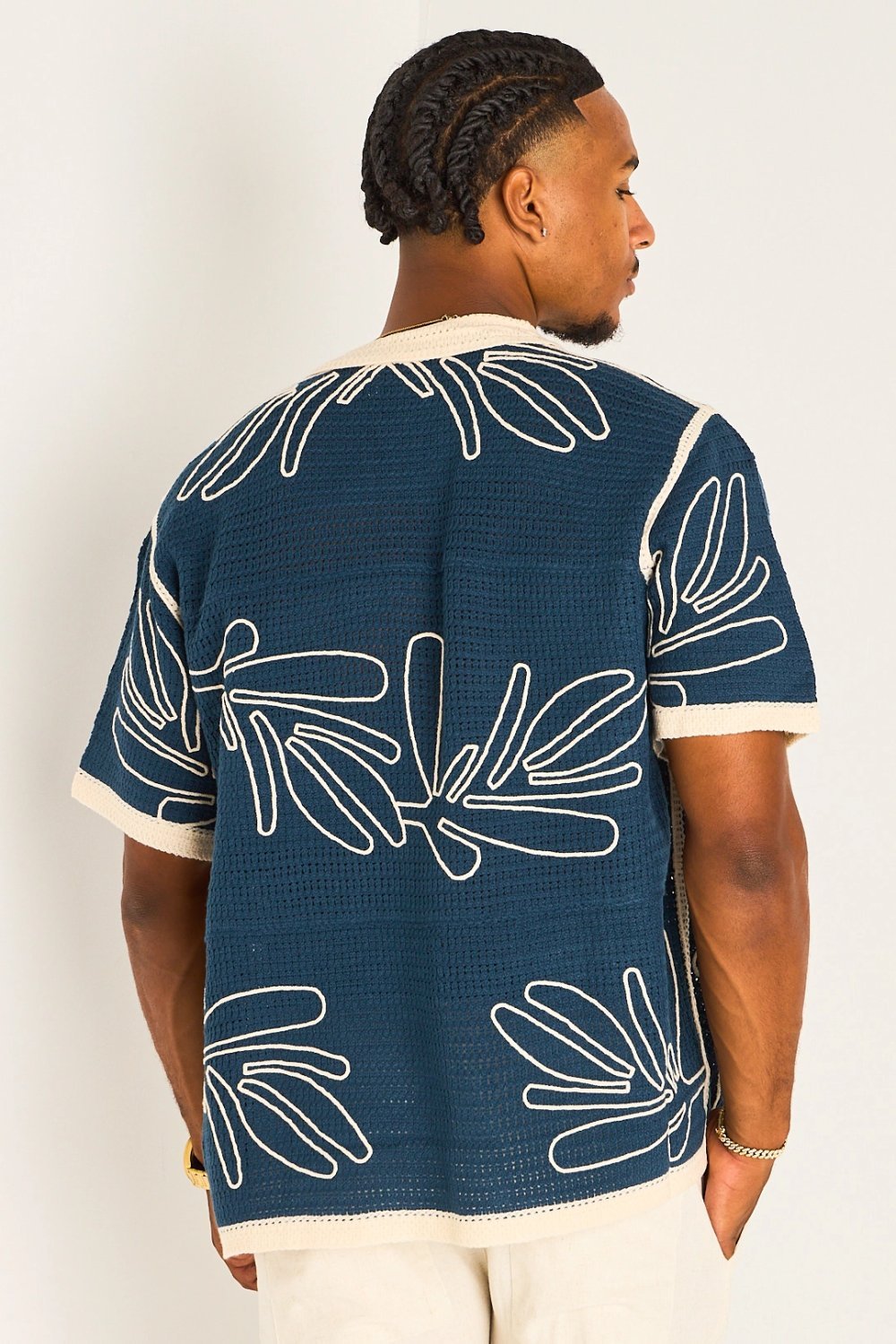 Chemise crochet b manches 9sar bleu marine