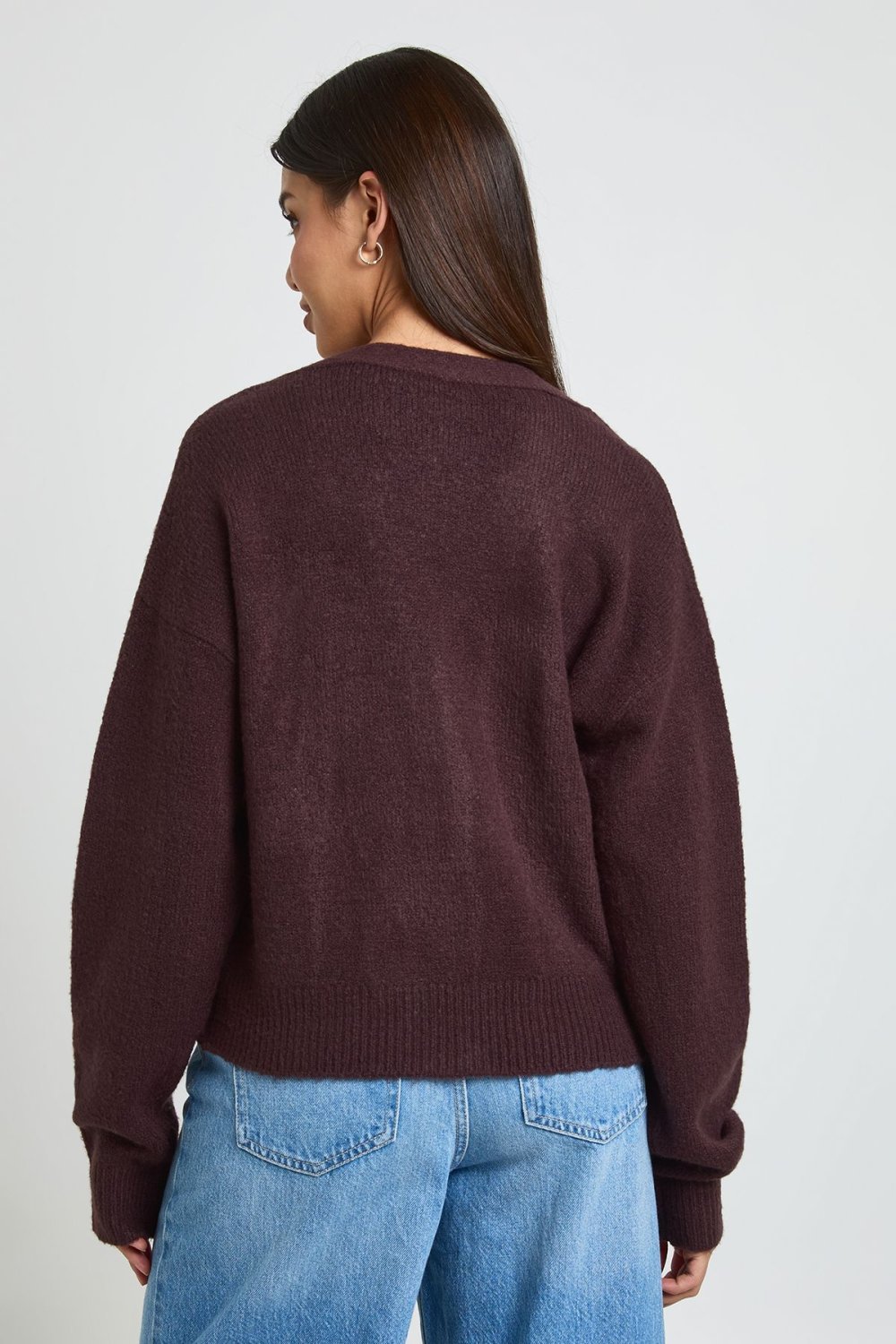 Cardigan col V b jyab, chocolat