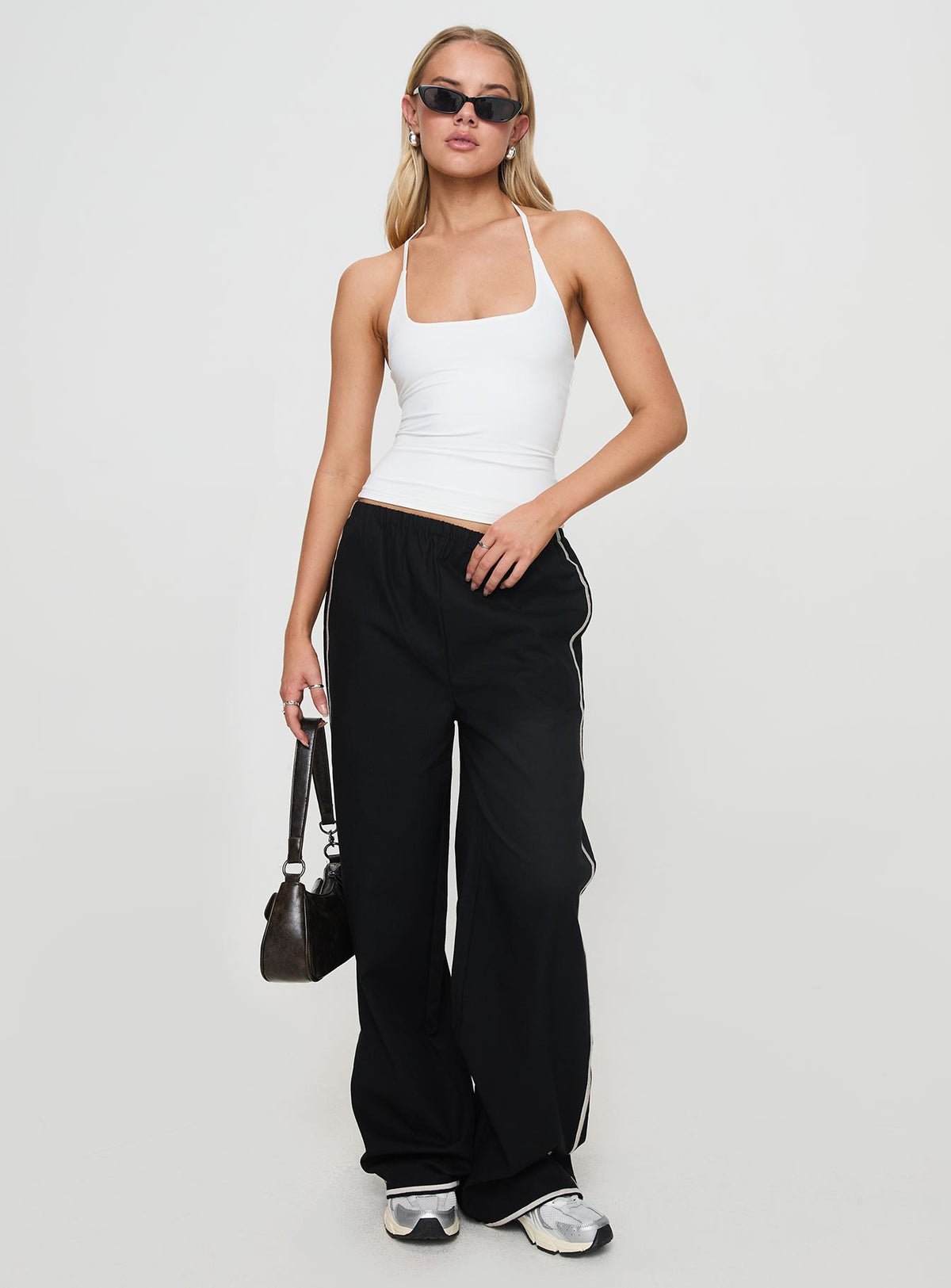 Cropped halter top with low back