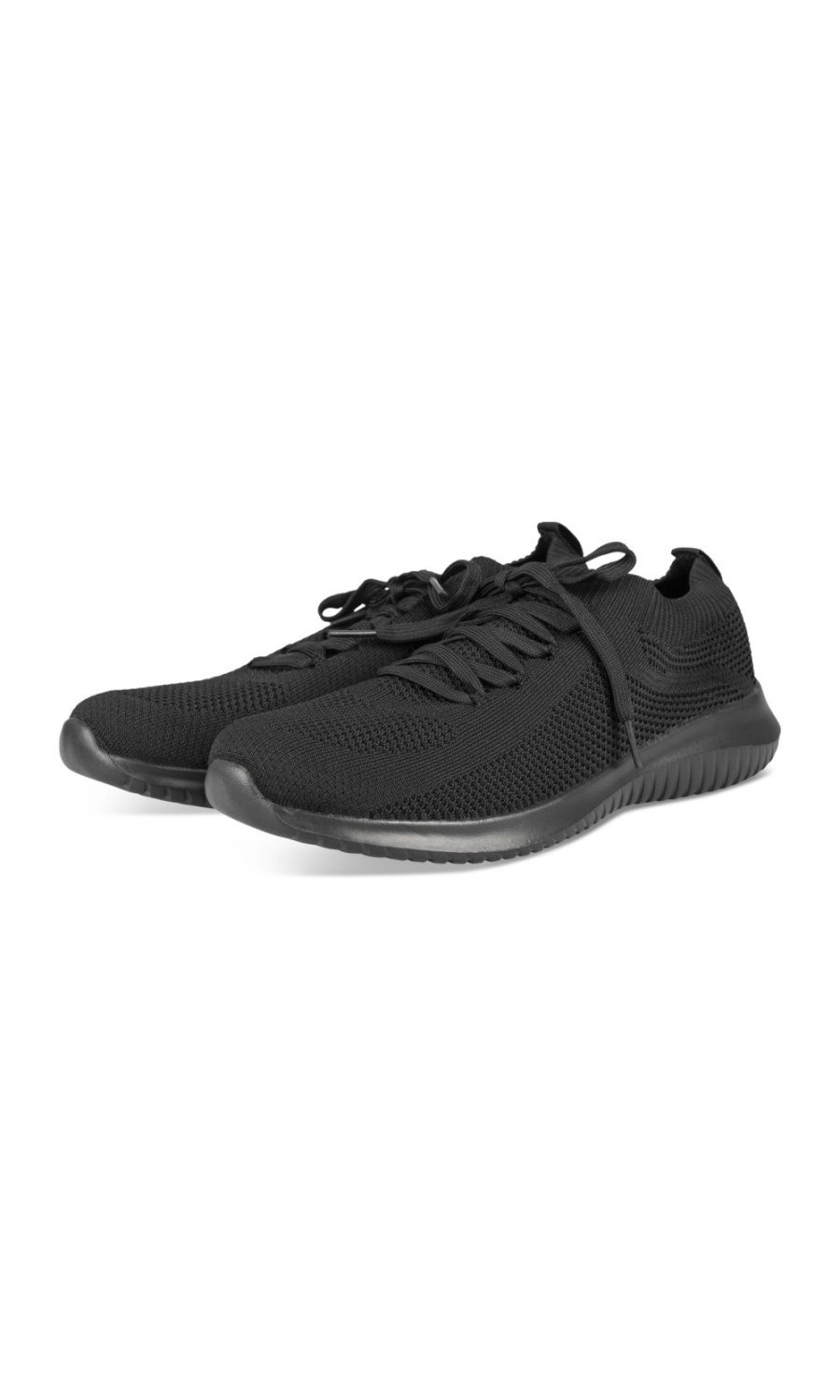 Black knit plain sneakers
