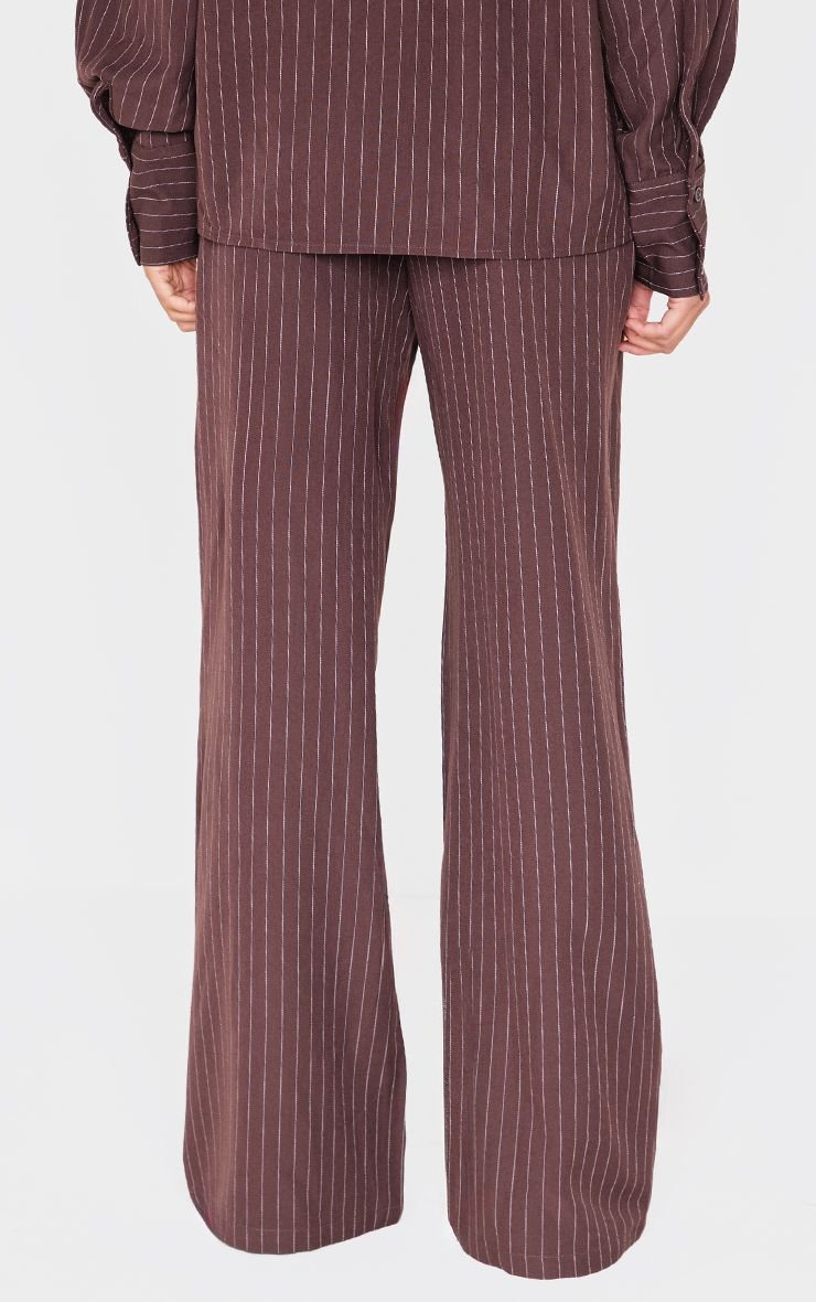 Pinstripe Woven Wide Leg Trousers