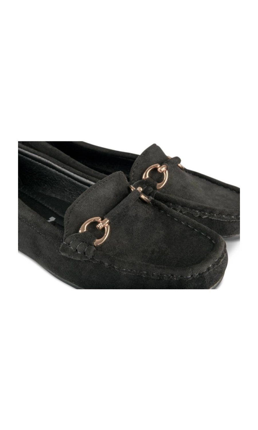 Mocassins en suédine à mors doré noirs