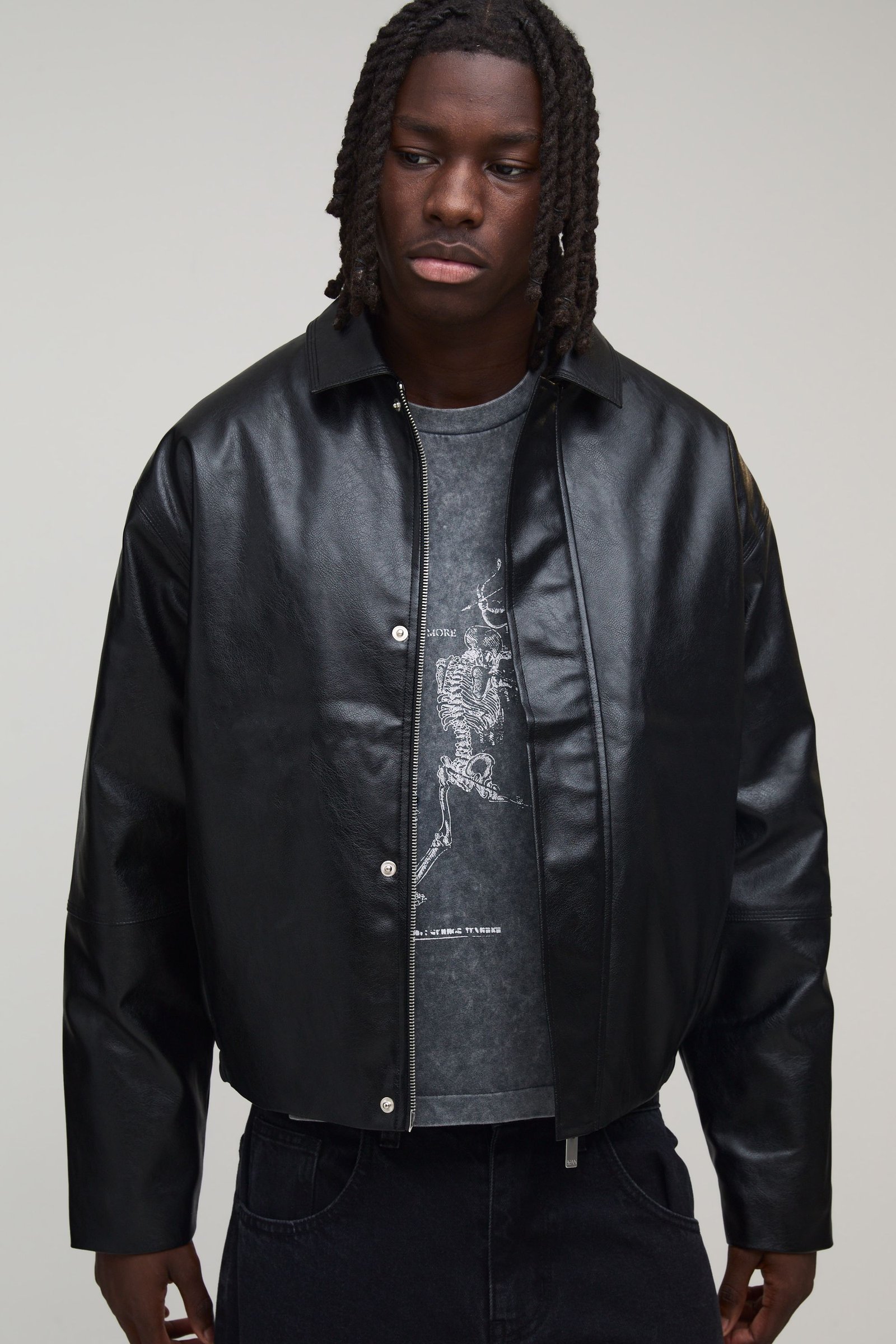 Veste Harrington En PU À Panneaux Coupe Ample