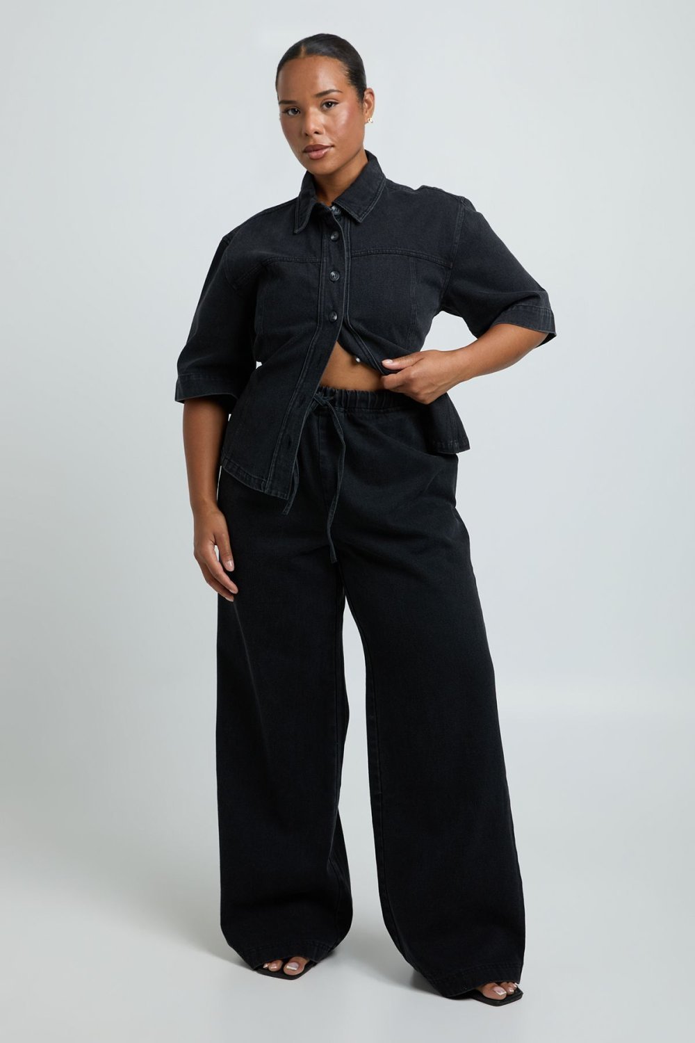 Wide leg jeans with elasticated waist - Plus size