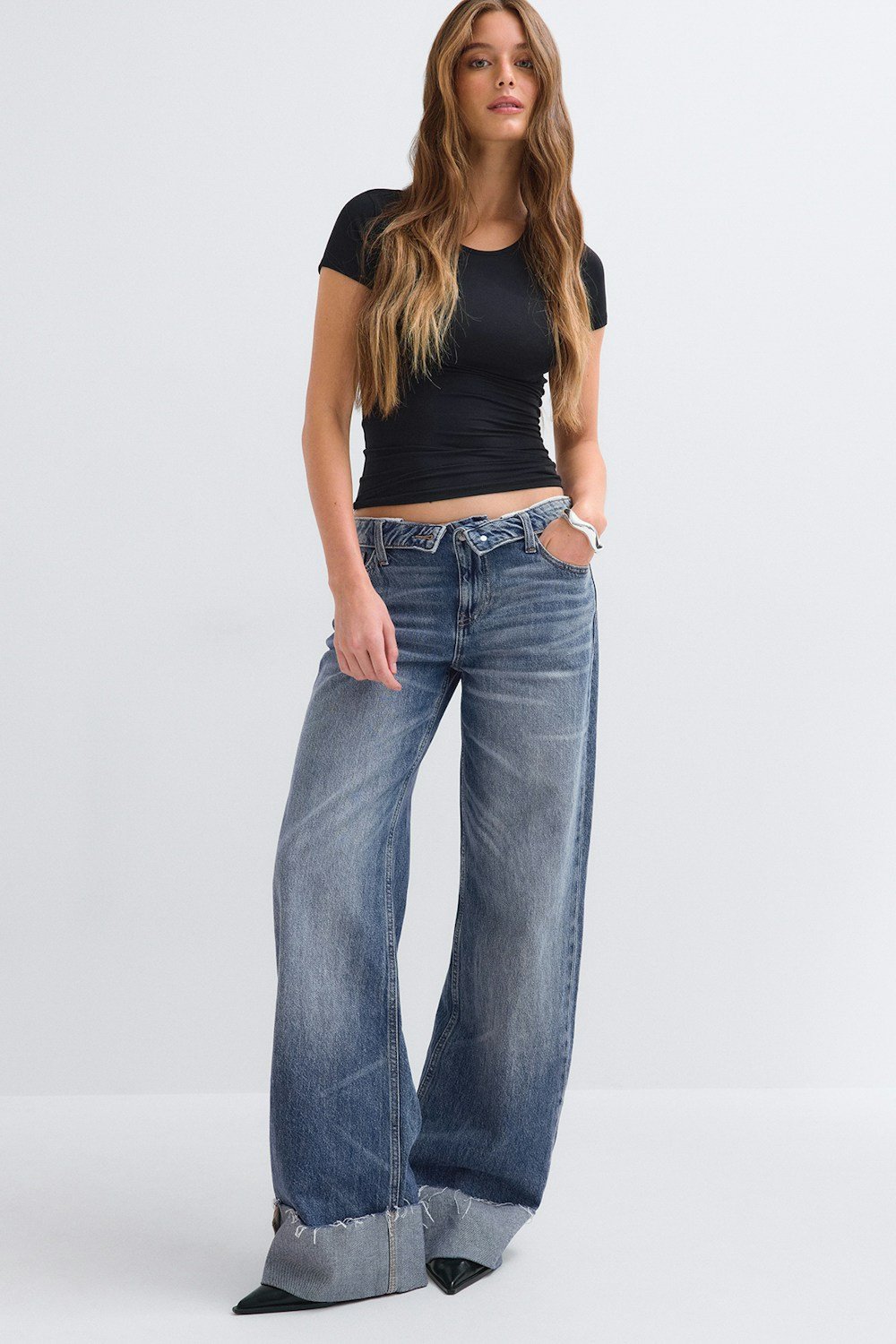 Jean large taille mi-haute à ceinture rabattue - Tall