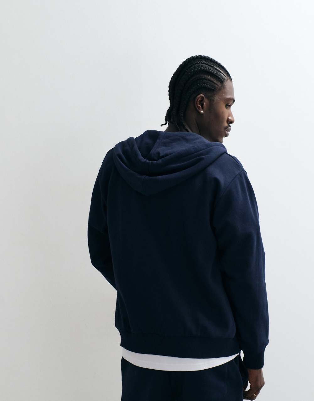 Sweat à capuche zippé à logo bleu marine