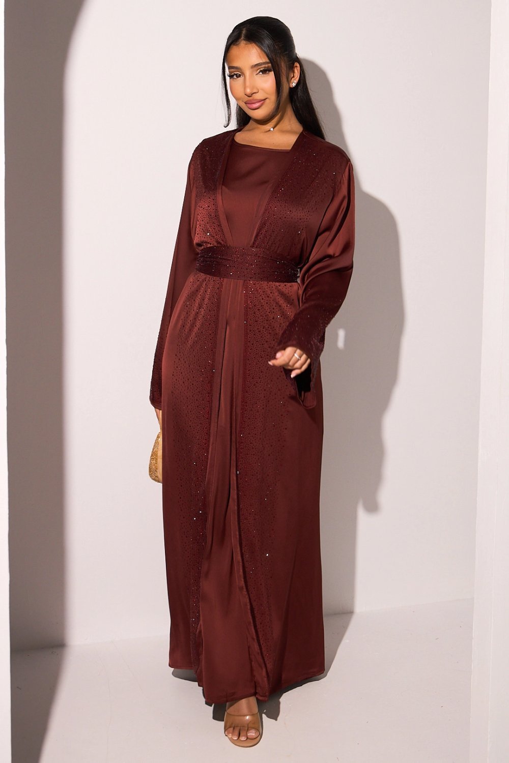 Ensemble robe w kimono b strass brique