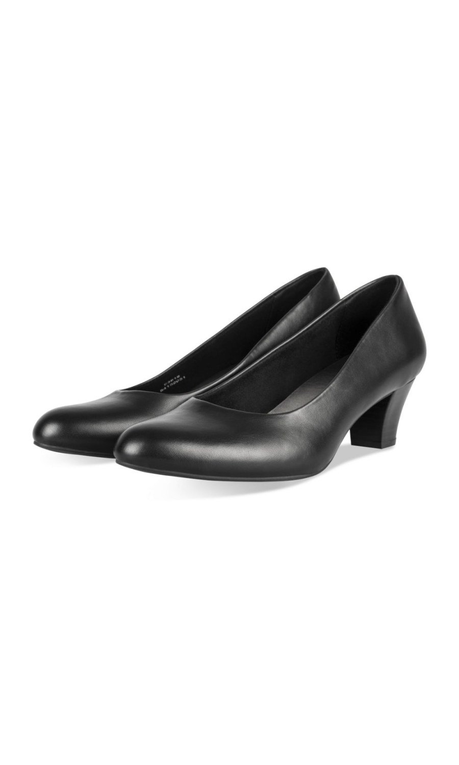 Black flared-heel round-toe pumps