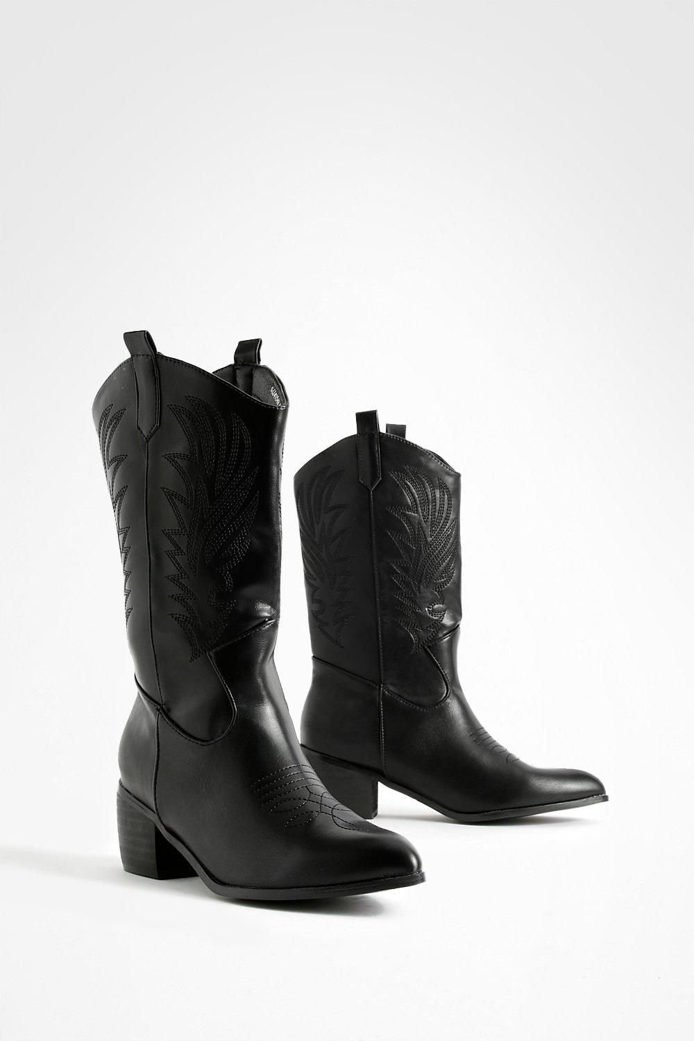 Western ankle boots with pull tab - Wide fit