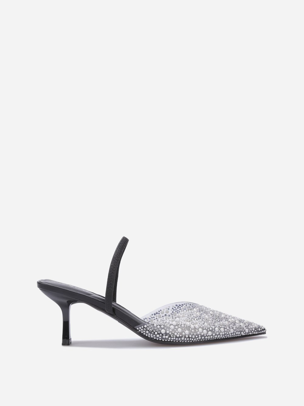 Escarpins slingback transparents à strass