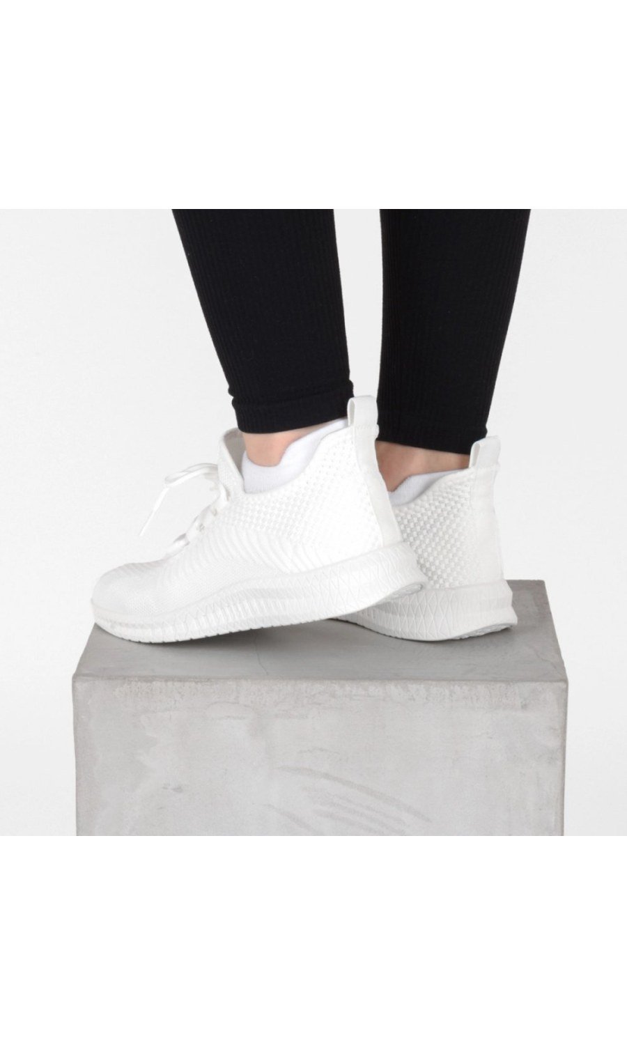 White open-knit slip-on sneakers