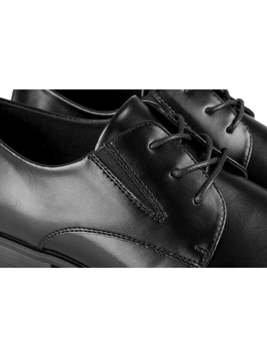 Black almond-toe derbies
