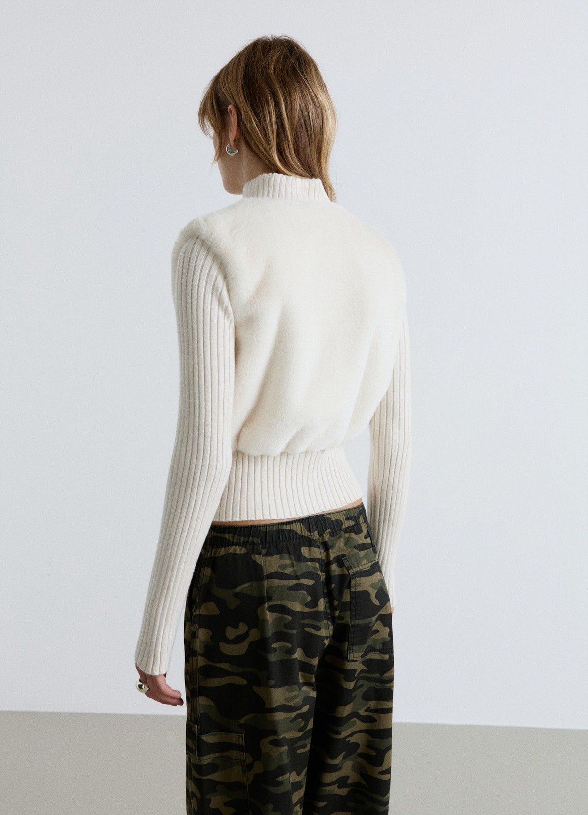 Zip jumper with plush panel