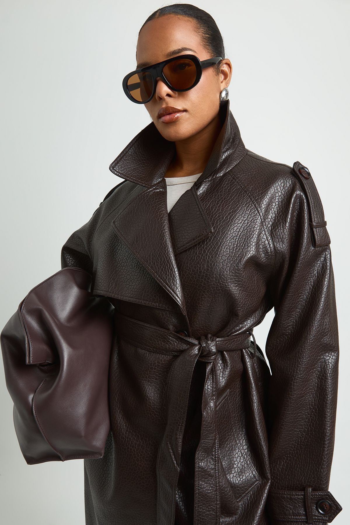 Belted longline trench - Plus size