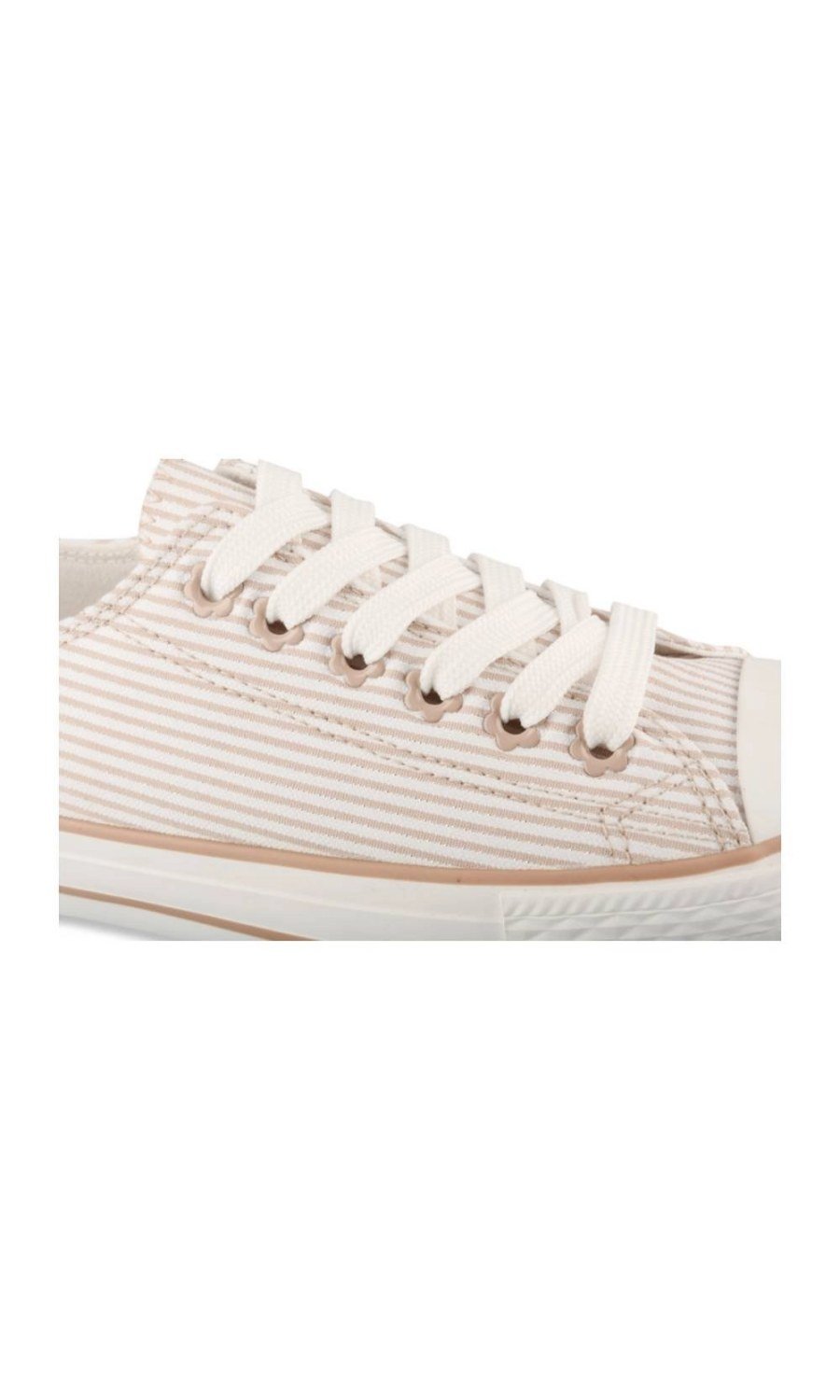Beige pinstripe canvas sneakers