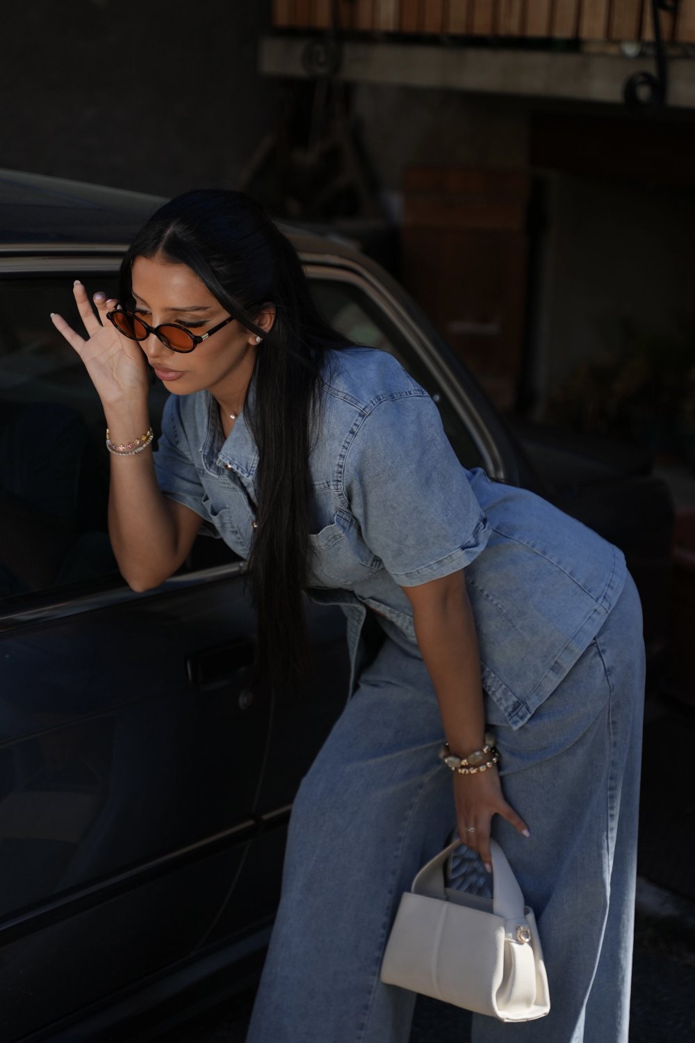 Light blue denim shirt and trousers set