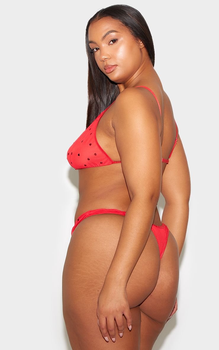 Soutien-gorge triangle à cœur strass - Grande taille