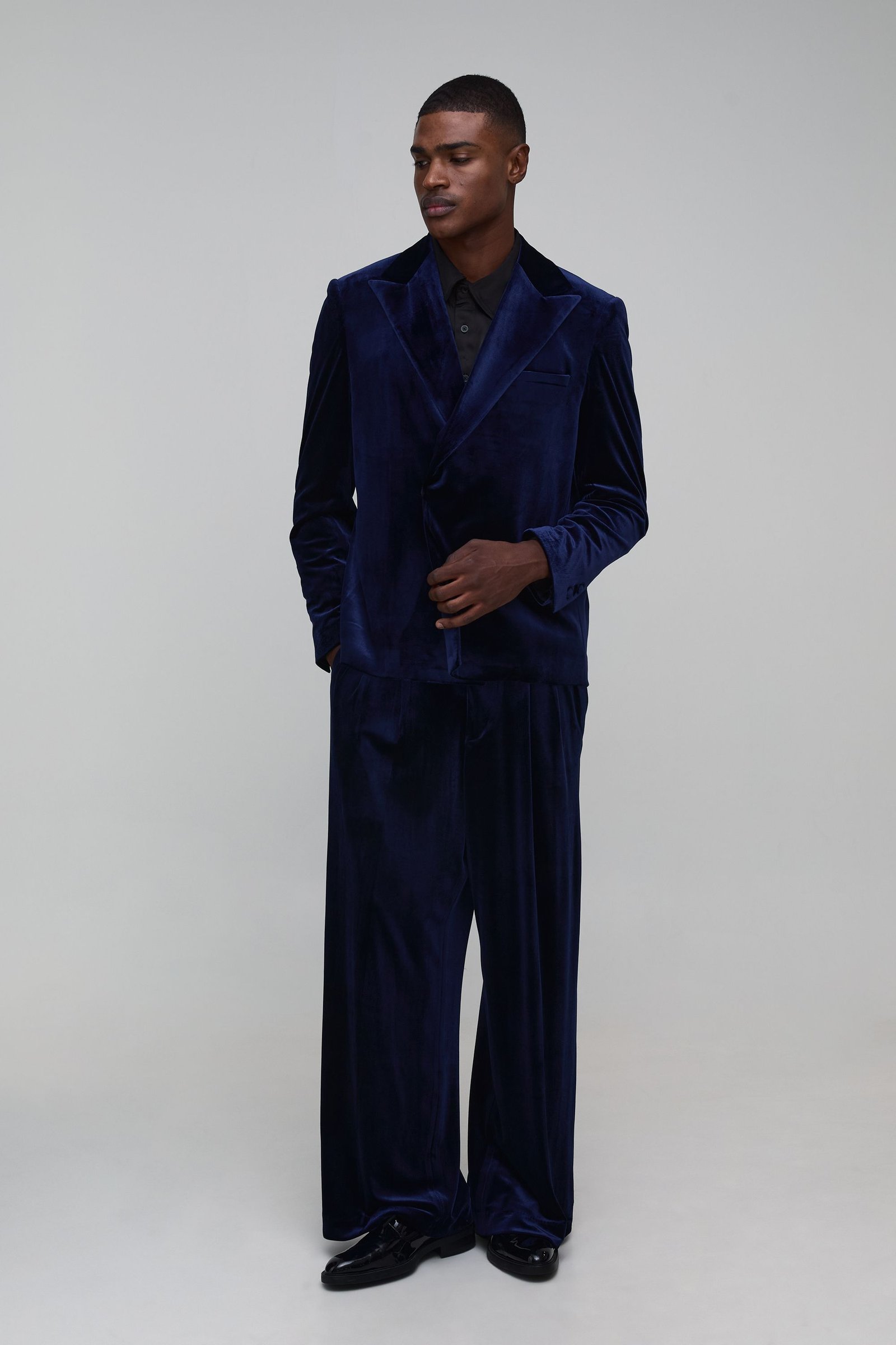 Pantalon de costume large en velours velouté