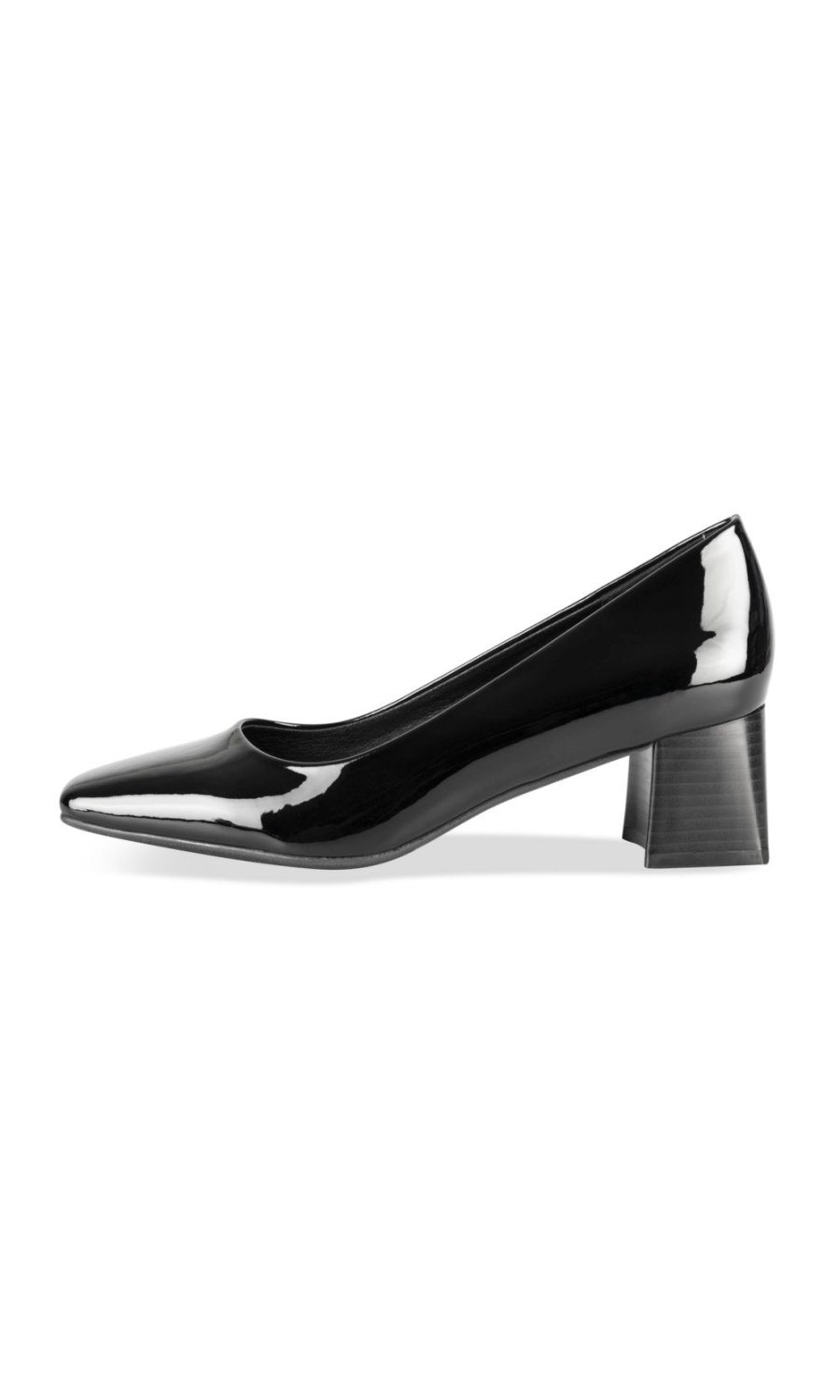 Black patent square-toe pumps
