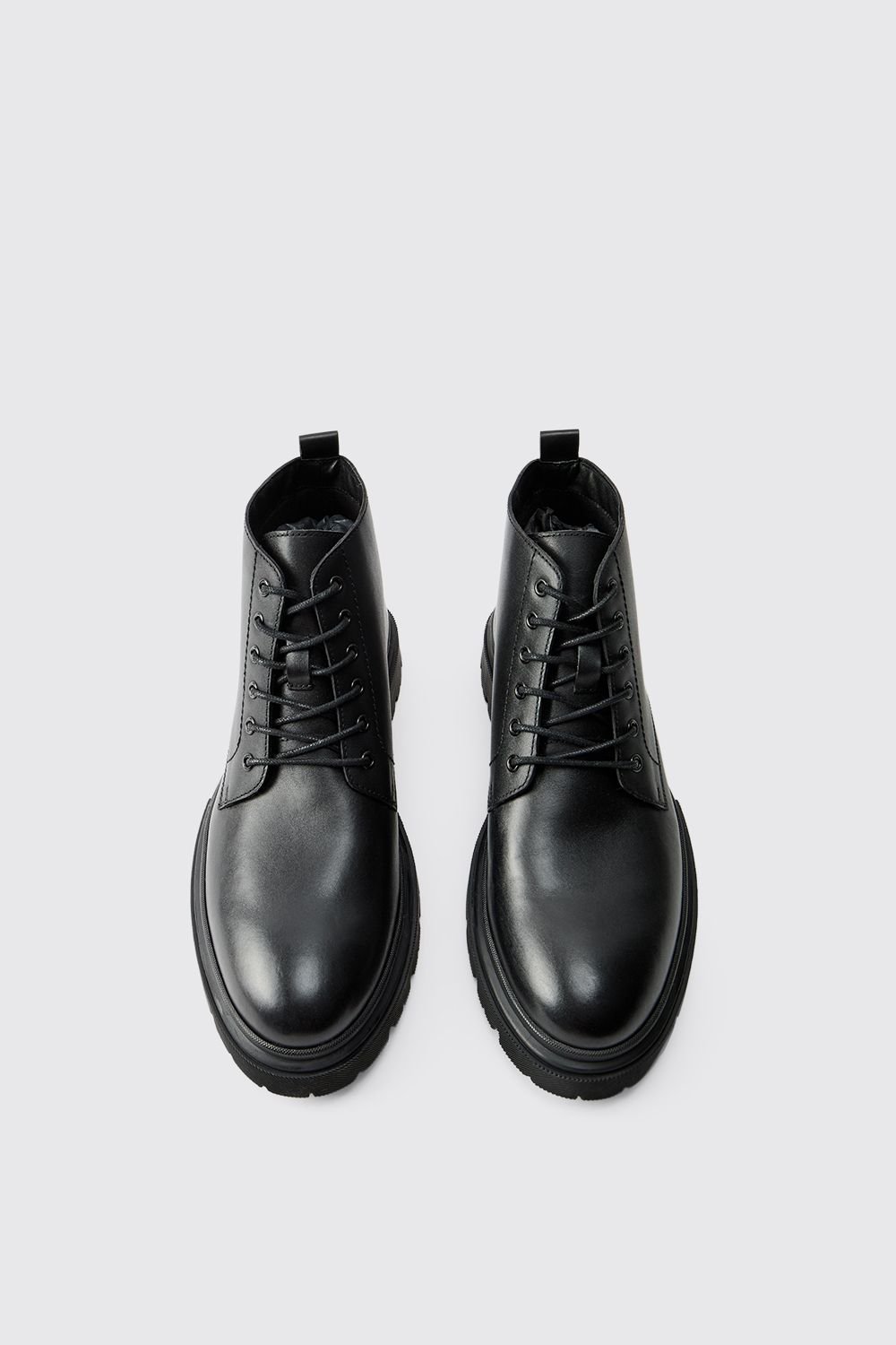 Botte chunky à lacets en cuir verni authentique